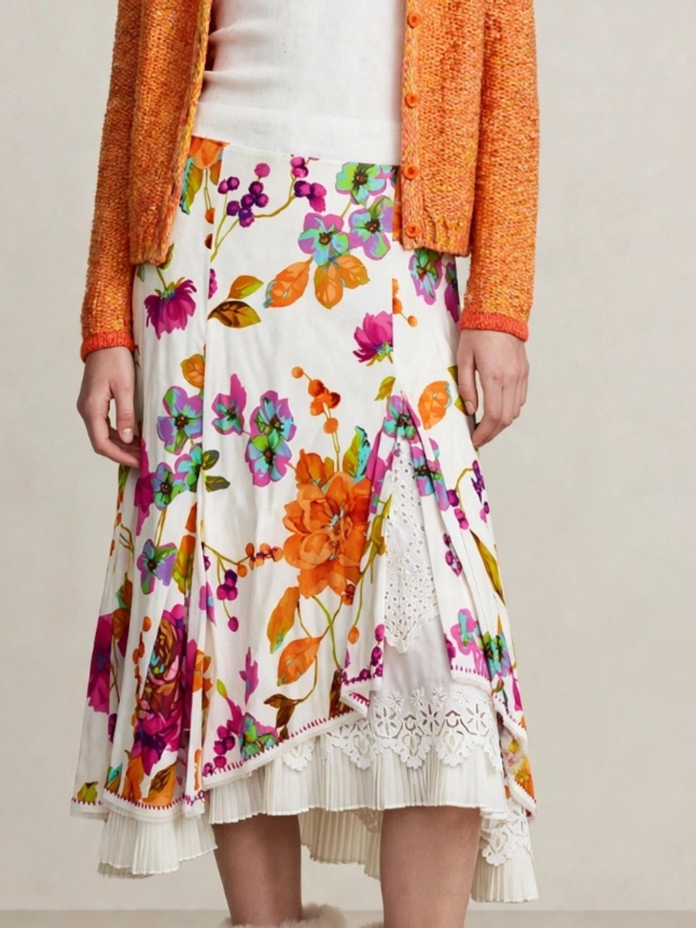 Fuego Woman lux cotton skirt with hem detail